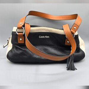 Calvin Klein Purse, Black, White, & Tan